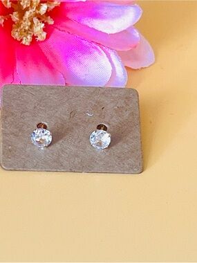 Clear Faux Diamond Stud Earrings gold plated